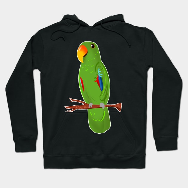 Ekkie Cute green Eclectus Parrot for parrot lovers Hoodie by SusanaDesigns